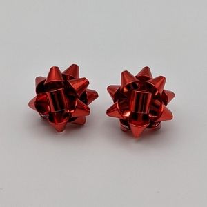Christmas red bow stud earrings